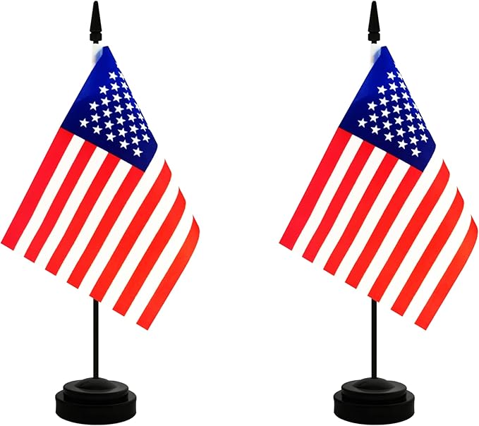 2 Pack America USA Desk Flag, American Table Office Flag by Unknown