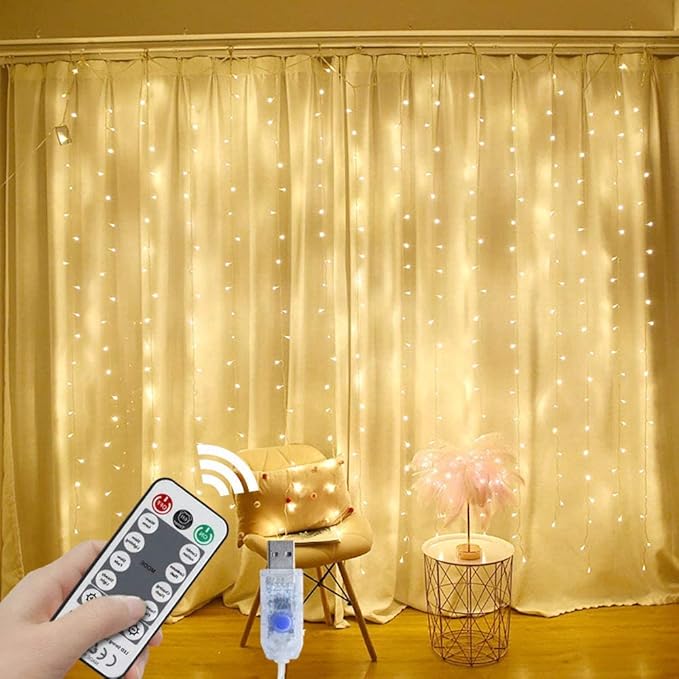 YEOLEH String Lights Curtain, USB Powered Fairy Lights by YEOLEH