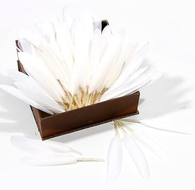 FeelfunFeather 120pcs White Goose Cochettes Feather Natural Bulk 4-6 inch - Image 4