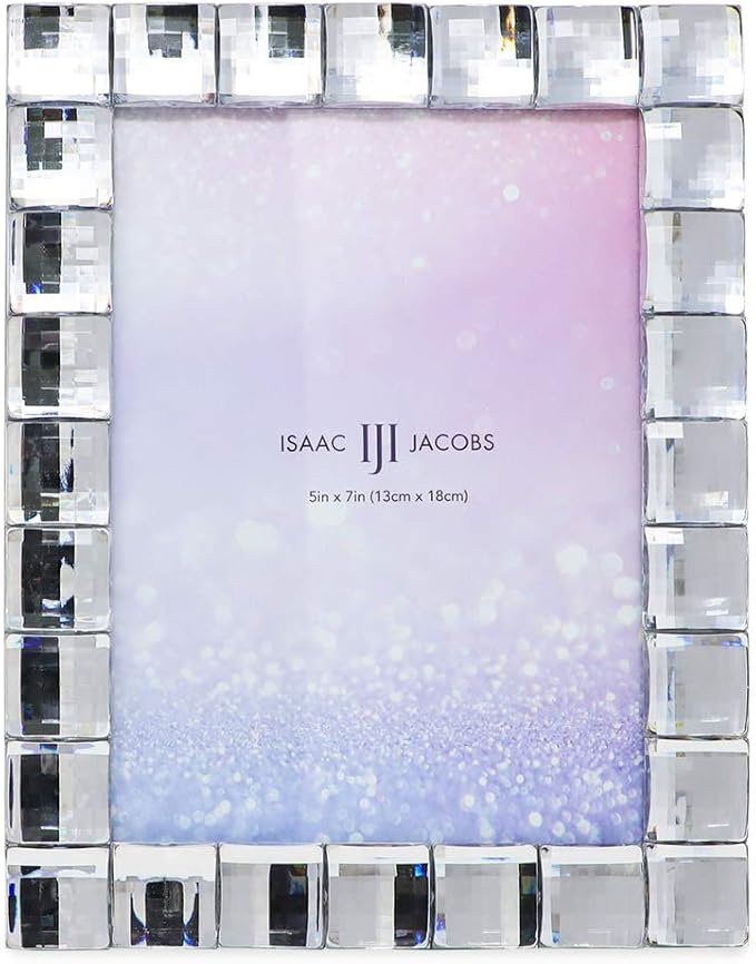 Isaac Jacobs Decorative Sparkling Clear Jewel Picture Frame, Photo Display & - Image 2