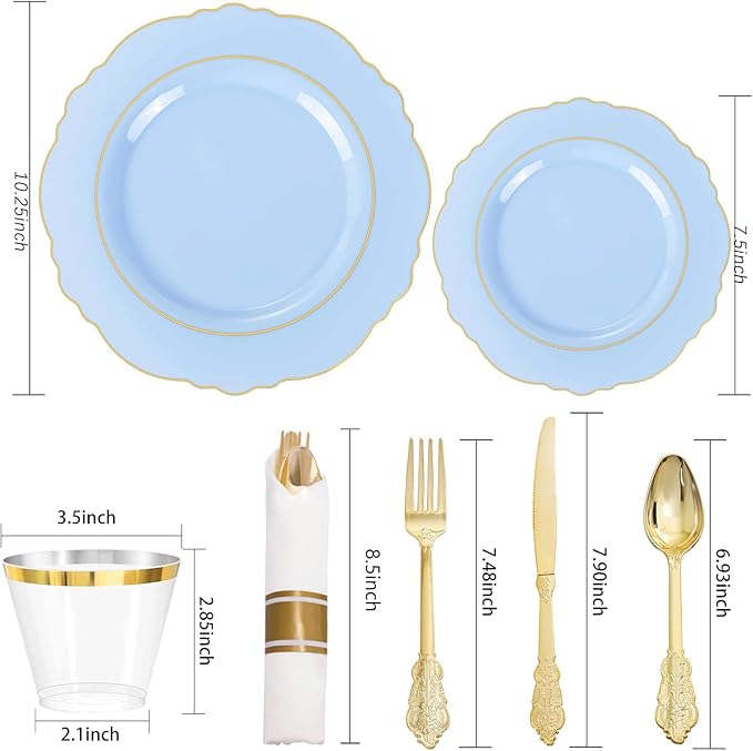 Liacere 350PCS Bule Plastic Plates - Image 2