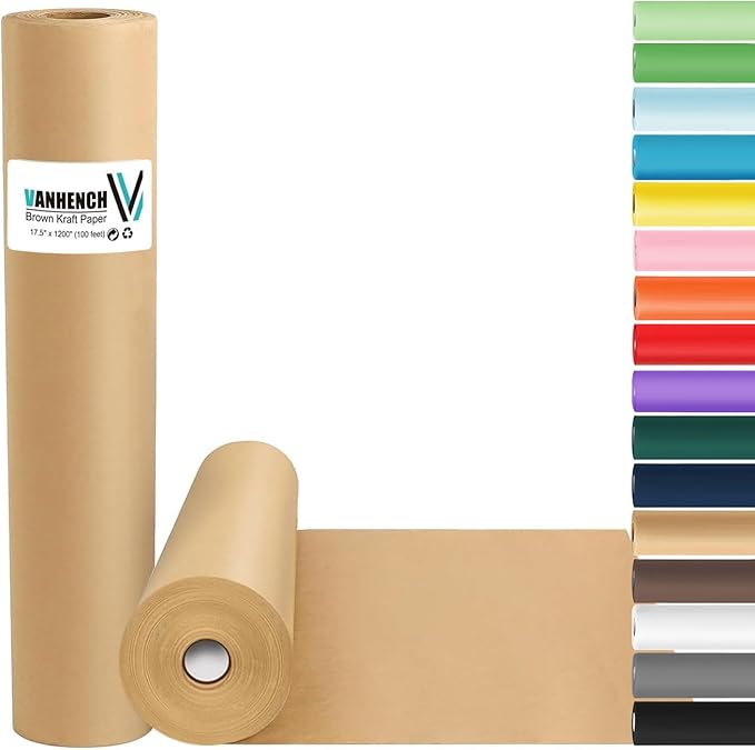 Vanhench Brown Wrapping Paper, Craft Kraft Paper 17.5"x 1200" by Vanhench