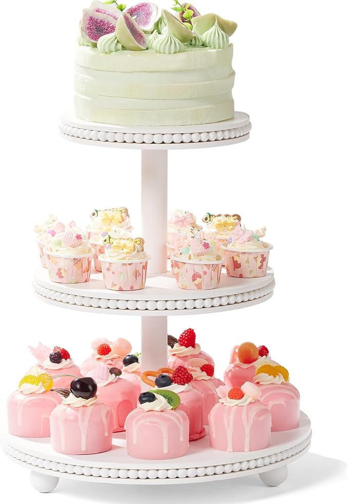 3 Tier Cupcake Stand Round, Wood Cupcake Stand by VIVIRBIEN