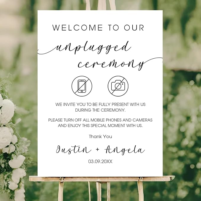 Wedding Unplugged Ceremony Yard Sign – No Phones or Cameras Icon – Outdoor Sign - Image 2