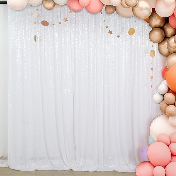 ShinyBeauty Photobooth Background Best Choice-7FTx7FT-White-Sequin Photography by ShinyBeauty