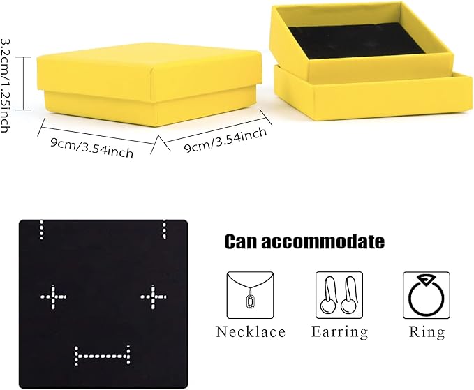 Gift Box Necklace Earring Ring Set, 12 Pieces Square Cardboard Jewelry Boxes - Image 2