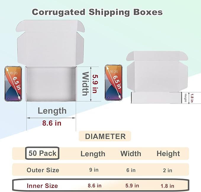 MEBRUDY 9x6x2 Inches Shipping Boxes Pack of 50, Small Corrugated Cardboard Box - Image 2