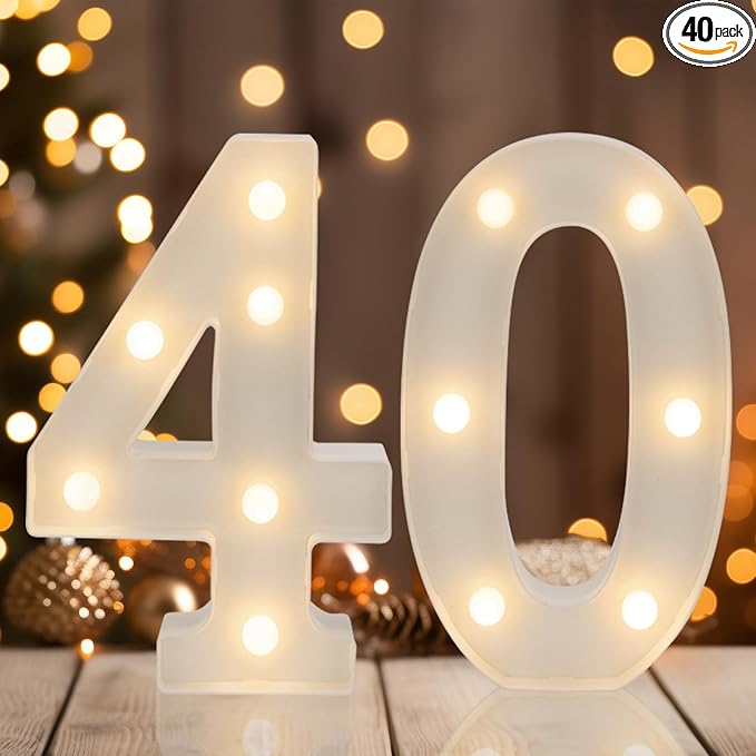 Decorative Led Light Up Numbers, 40th Birthday Decorations, Warm White Led by Weareyourgoodpartners