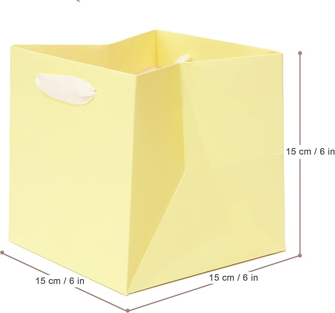 Beige Yellow Paper Gift Bag Small Square Bottom Kraft Carboard Paper Bags - Image 2