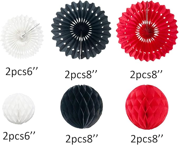 12pcs 6’’ 8’’ Honeycomb Balls Tissue Paper Fans Party Honeycomb Ball Fans Wall - Image 2