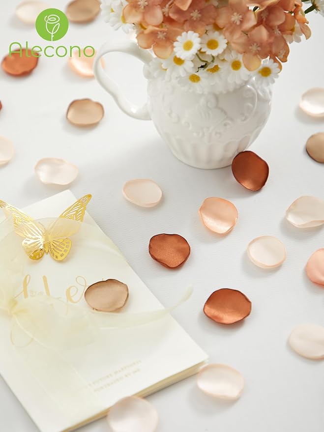 Alecono  Silk Rose Petals, Faux Rose Petals Orange Rose Petals - Image 9