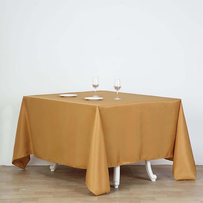 Efavormart 90" Gold Wholesale Linens Polyester Square Linen Tablecloth - Image 3