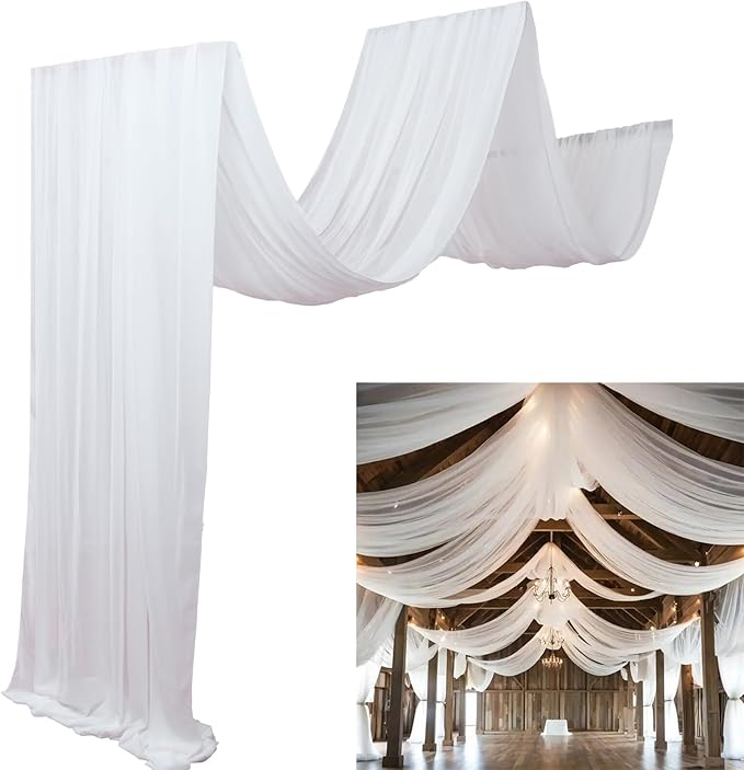 DUOBAO 6-Panel Chiffon Wedding Backdrop Drapes 5x10FT - Image 2