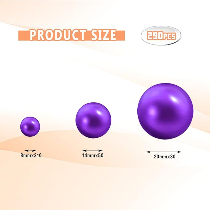 300Pcs Vase Filler Purple No Hole Faux Pearl Beads - Image 2