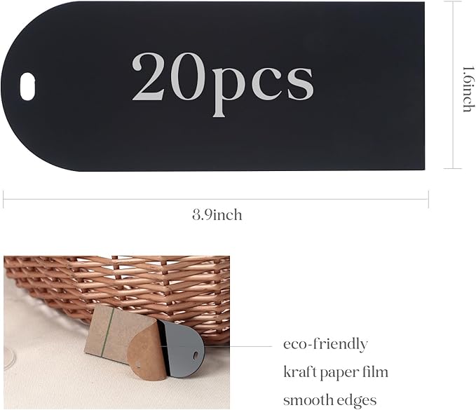UNIQOOO 20 Pcs Black Acrylic Place Cards, 3.9x1.6 inches DIY Blank Hanging Tags - Image 2