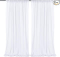 10ft x 10ft White Chiffon Backdrop Curtains, Wrinkle-Free Sheer Chiffon Fabric by WishCare