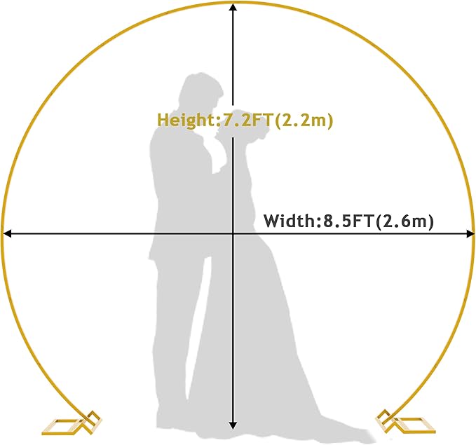 Wokceer Wedding Arch 8.5FT Round Backdrop Stand Gold Metal Circle Balloon Arch - Image 2