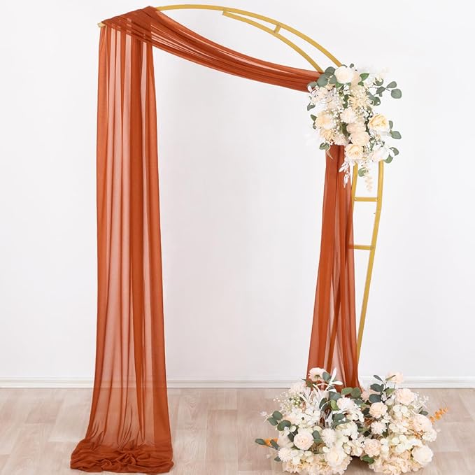 Socomi Terracotta Sheer Wedding Decor Fall Draping Fabric 29" x 20Ft 1 Panel - Image 5