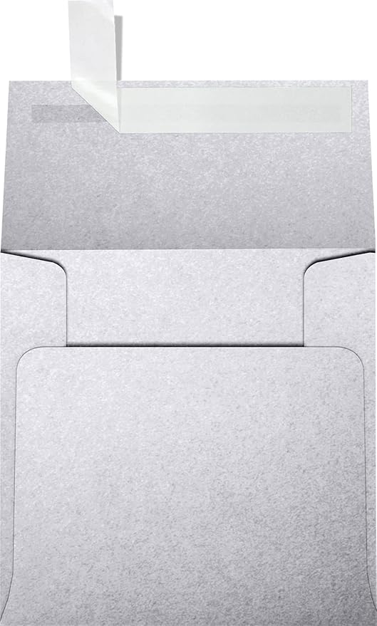 LUXPaper Square Invitation Envelopes | Peel & Press | 4" x 4" | Silver Metallic by LUXPaper