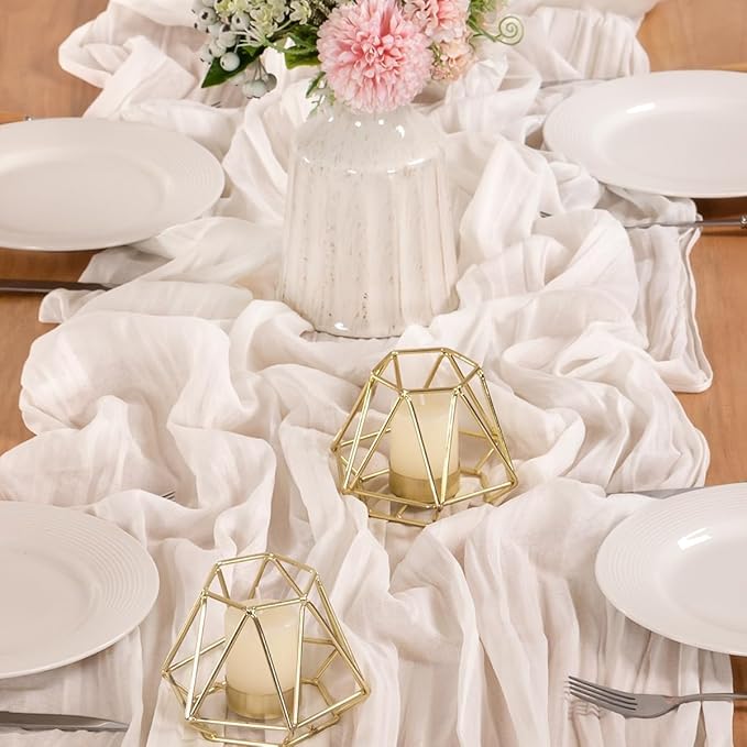 MLMW 6 Pack Ivory White Table Runner Cheesecloth Boho Gauze Rustic Cheese Cloth - Image 6