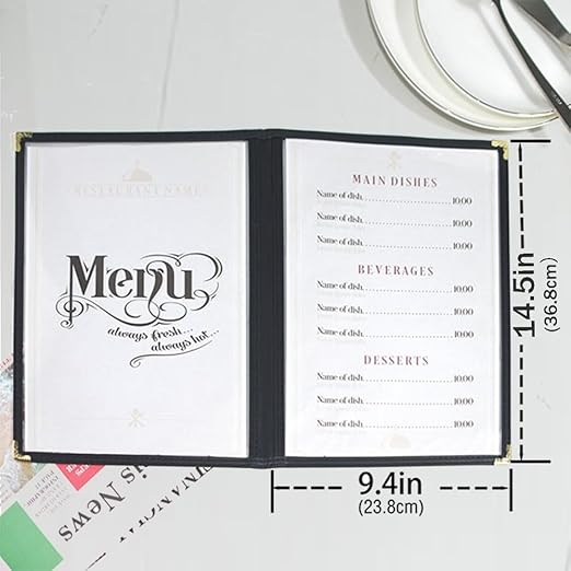 Goodsmart Restaurant Menu Covers – 25 Pack Black 4-View 8.5" x 14", - Image 2