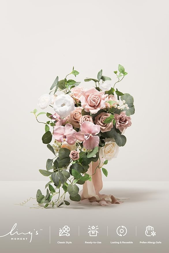 Ling's Moment Pink Bridal Bouquet - Image 2