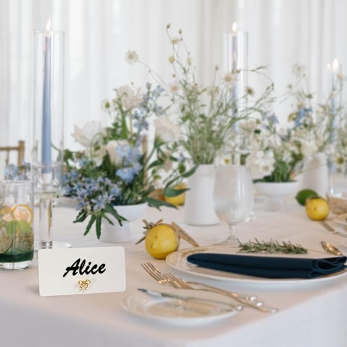 26Pcs Decorative Bow Place Card Holders Bulk Gold Name Card Stands Set Photo - Image 6
