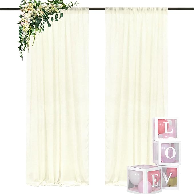 DUOBAO Ivory Chiffon Backdrop Curtain by DUOBAO