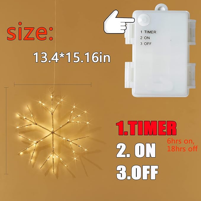 Fudios Snowflake Lights Warm White Battery Operated - Image 2