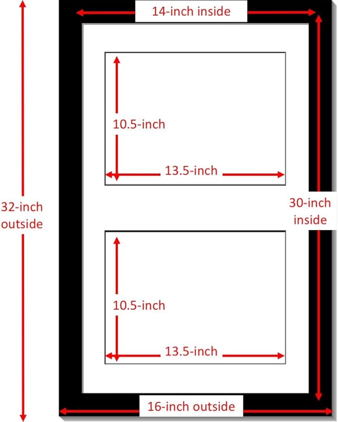 Creative Picture Frames 16X24Bk-W Black Vertical Double Diploma Frame - Image 2