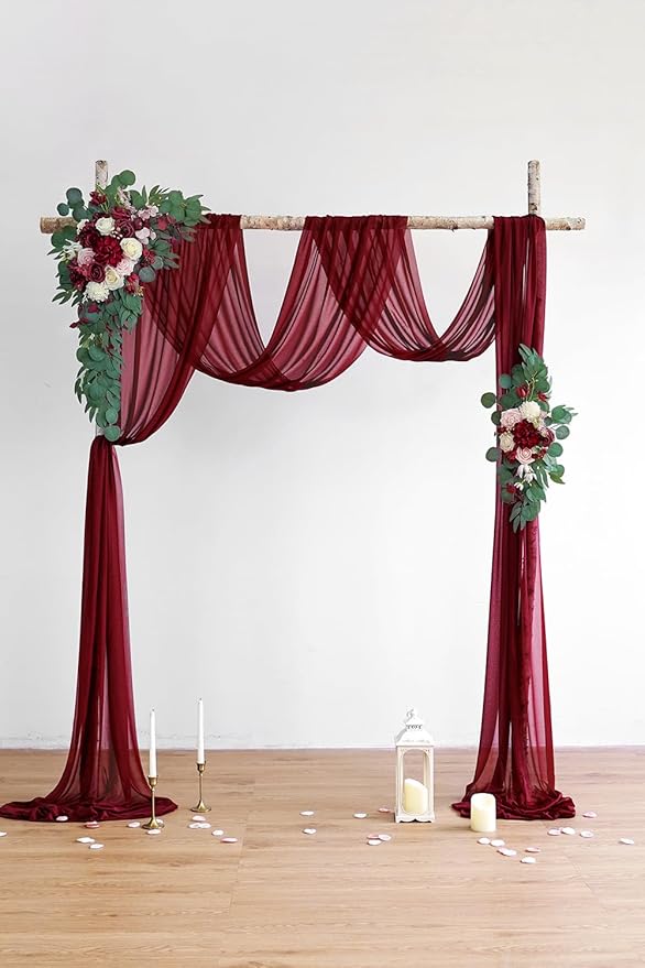 Burgundy Artificial Wedding Arch Flowers Kit - Image 2
