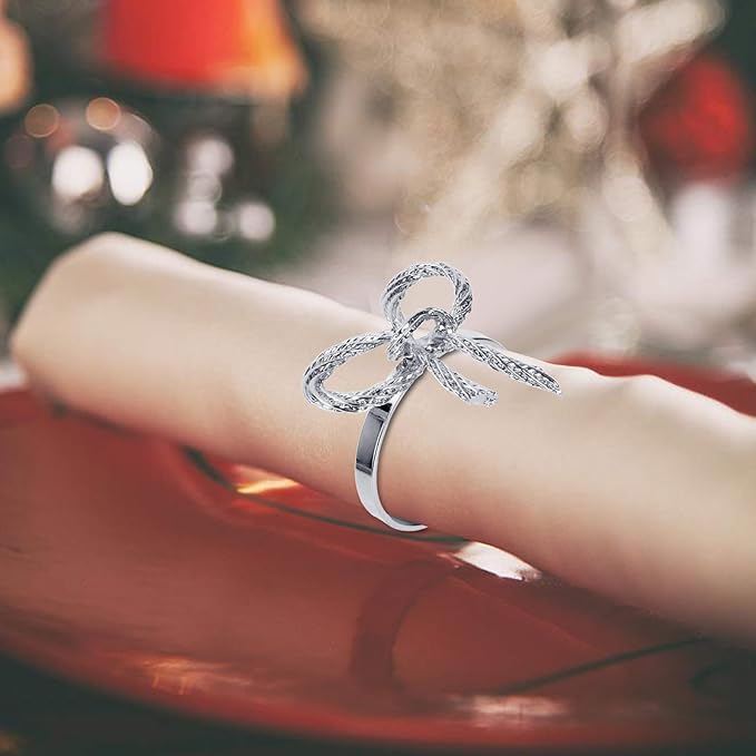 Pack of 18 Napkin Rings Alloy Hollow Out Flower Napkin Holder Dinning Table - Image 2