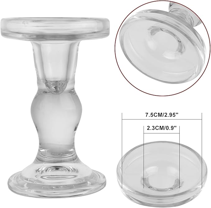 6-Piece Set of Glass Candlestick, Crystal Candlestick Holder Holder and Conical - Image 4
