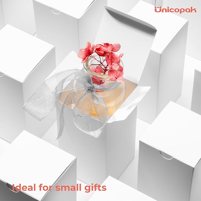UnicoPak 10 Pack 3x3x6 Gift Boxes Bulk White Small Gift Boxes - Image 4