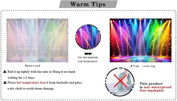LTLYH 10x8ft Fabric Disco Rainbow Stage 70s 80s 90s Backdrop Vintage Lights - Image 7