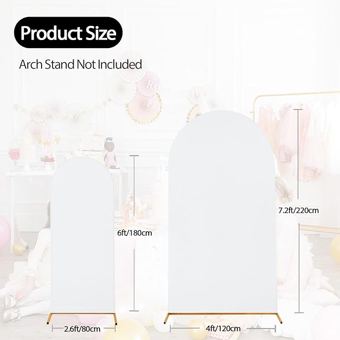 WEERRW White Arch Backdrop Cover Set of 2 Spandex Fitted Round Top Chiara - Image 5
