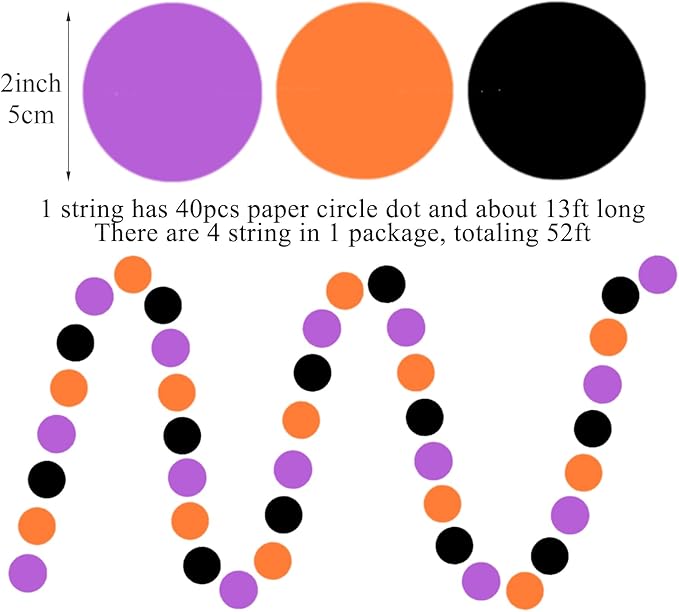 Black-Orange-Purple Halloween Party-Decorations - 52Ft Paper Garland Streamers - Image 2