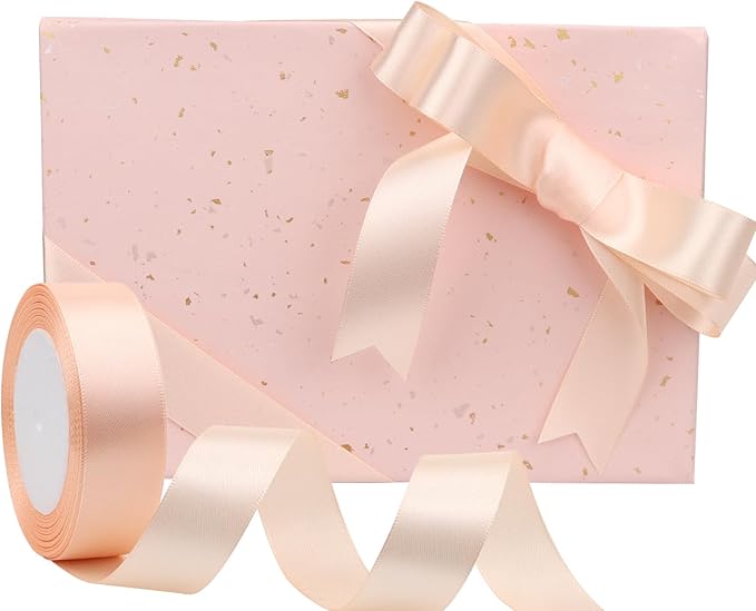 Naked pink Solid Satin Ribbon 1 Inch 25 Yards Solid Polyester Fabric Ribbon - Image 5