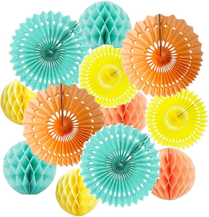 12pcs 6’’ 8’’ Honeycomb Balls Tissue Paper Fans Party Honeycomb Ball Fans Wall by Yangeey
