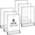 Floroom 6 Pack 8.5x11 Inch Clear Acrylic Sign Holders, Double-Sided Black by Floroom