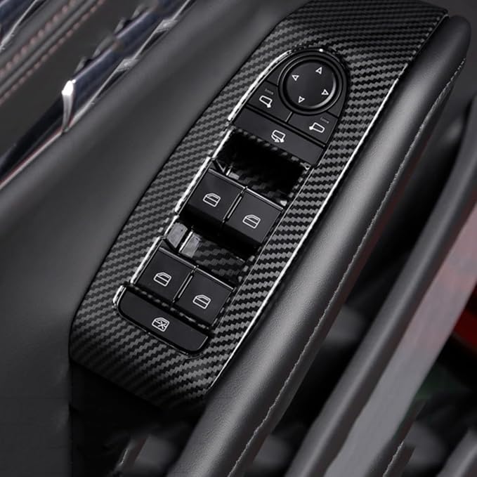 4pcs Carbon Fiber Style Front Rear Doors Window Glass Lift Switch Panel Cover - Image 4