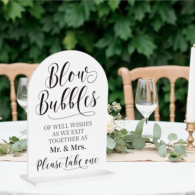 Wedding Blow Bubbles Sign, Blow Bubbles Desk Decor, Wedding Ceremony Party - Image 4