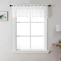 VISIONTEX Sheer Voile Curtain Valances, Decorative Leaves Embroidered, Rod by VISIONTEX