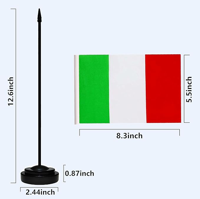 Italy Italian Deluxe Desk Flag Set Small Mini Miniature Italy Italian Table - Image 3