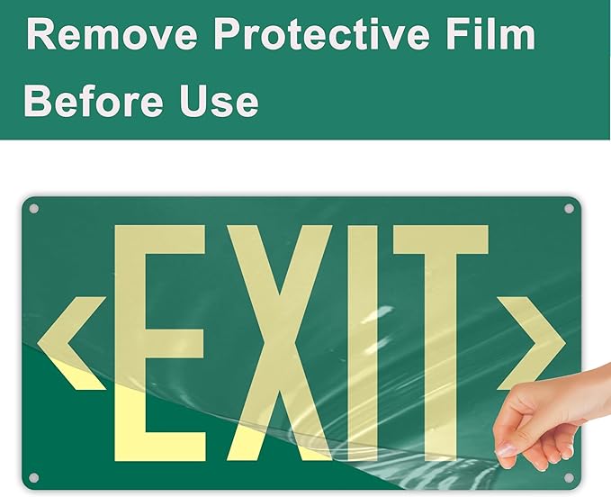 3Pack Photoluminescent Exit Sign Green - Image 6
