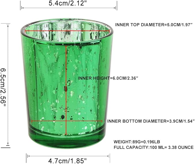 Green Mercury Glass Tea Light Holders Set of 36 - Image 2