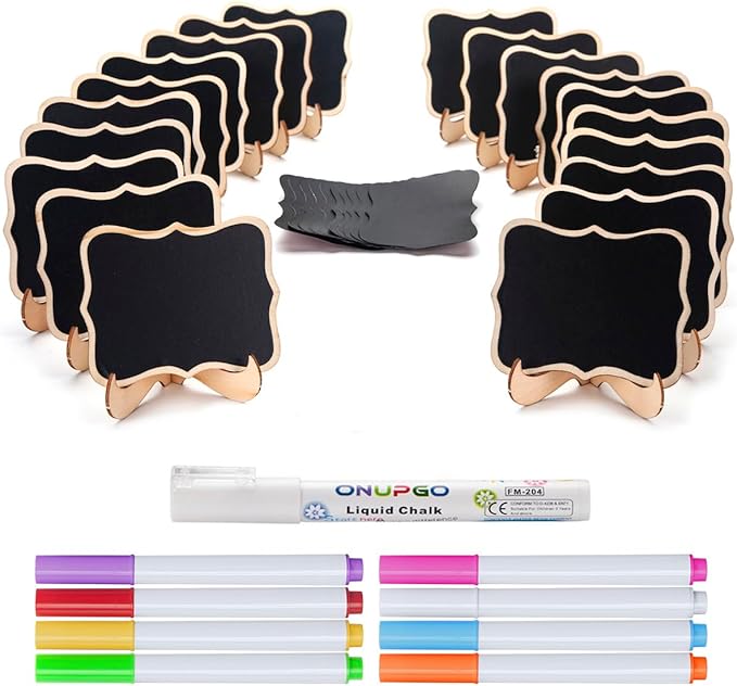 Mini Chalkboard Signs, 20 Pack Small Chalkboard Labels Table Signs by ONUPGO