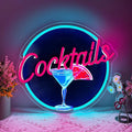 Cocktails Neon Signs for Wall Decor, UV Print Cocktails Glass LED Neon Light Up by Unknown