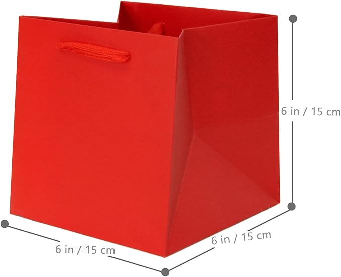 Red Paper Gift Bag Small Square Bottom Paper Bags - Image 2