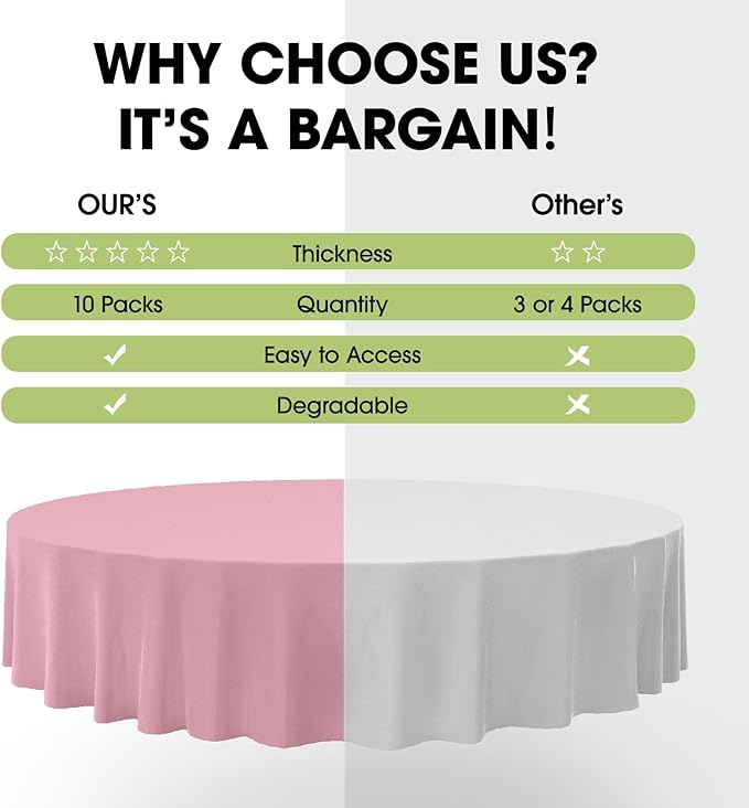 Pureegg Plastic Table Cloth Disposable 10 Pack, Easter Party, Valentines - Image 3
